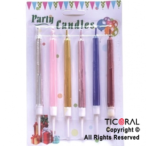 VELA COLORES METALIZADO SURTIDOS  9 CM x 6 UNIDADES